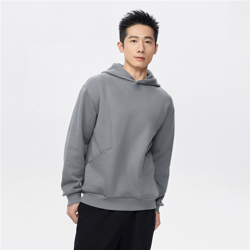 佐丹奴 加绒破骨口袋连帽针织套头卫衣 男款