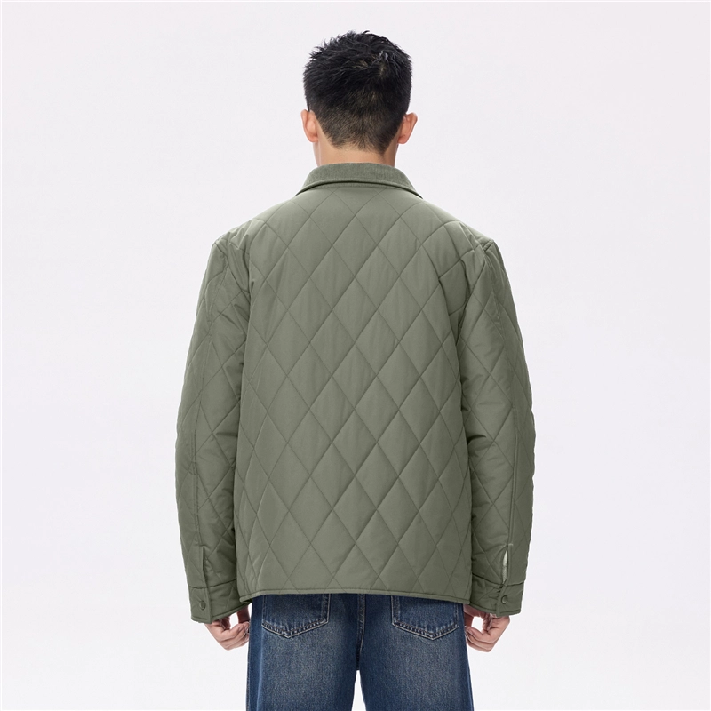 佐丹奴 拼接灯芯绒翻领多口袋梭织棉衣外套棉服 男款