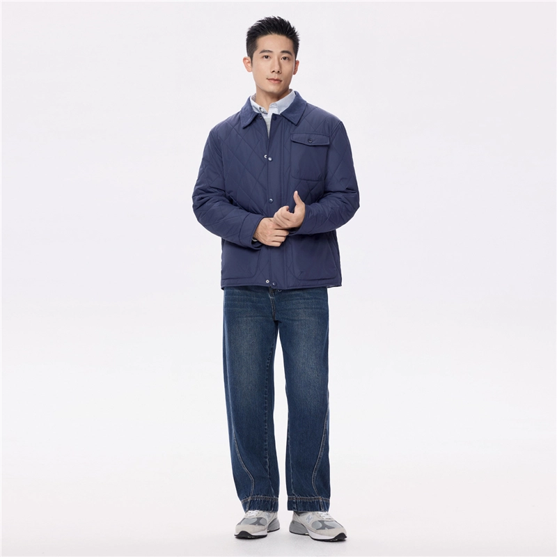 佐丹奴 拼接灯芯绒翻领多口袋梭织棉衣外套棉服 男款