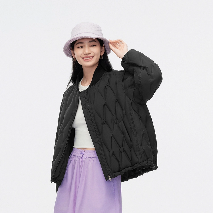 波司登 时尚多巴胺色彩棒球领纯色菱格修身羽绒服 女款
