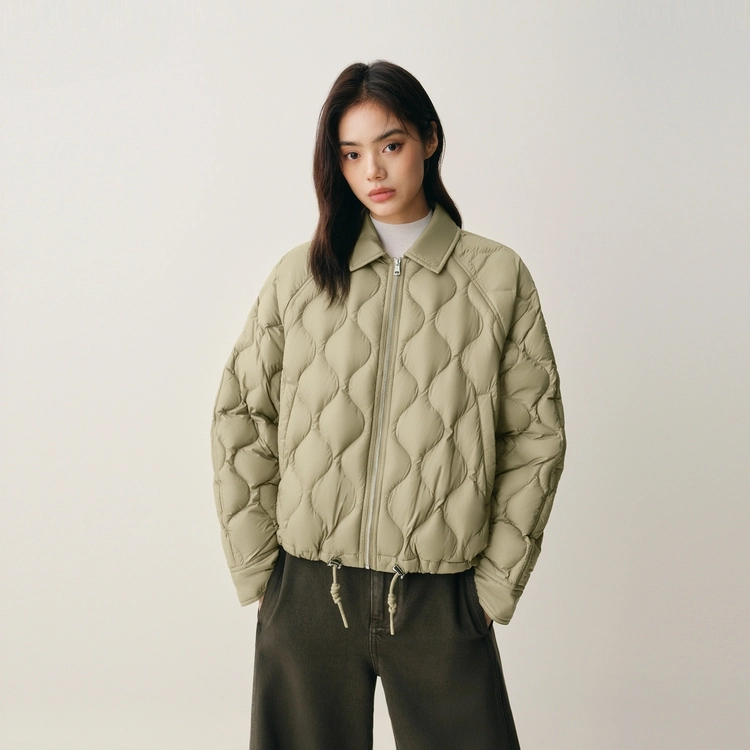 太平鸟 小葫芦简约轻薄宽松白鸭绒外套羽绒服 女款