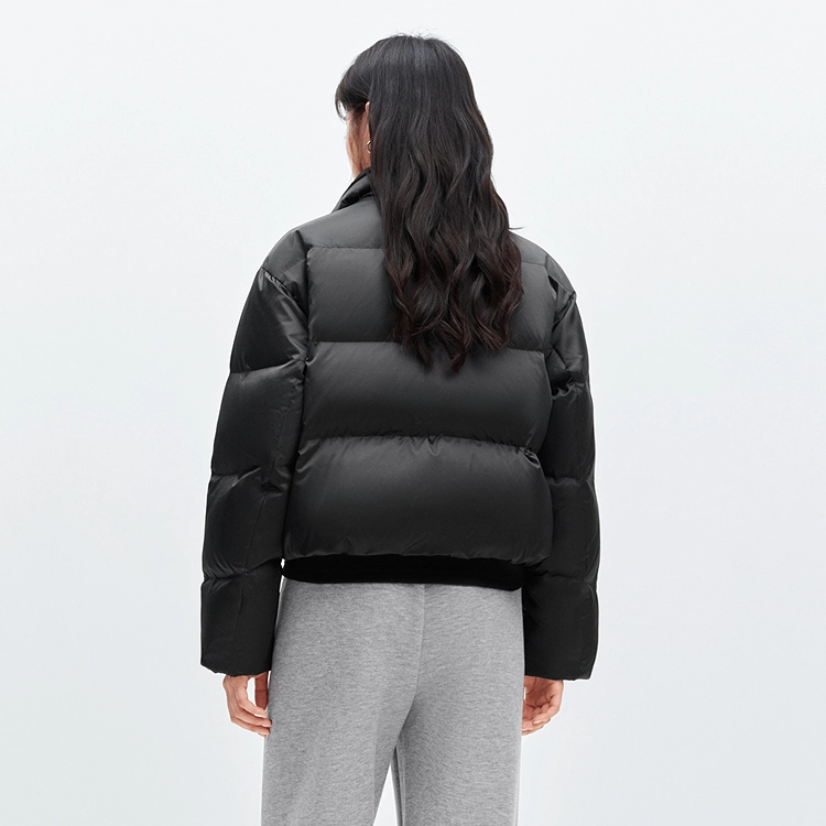 太平鸟 缎面针织拼接立领面包服保暖外套羽绒服 女款