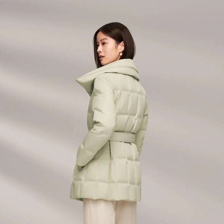波司登 翻领加厚鹅绒中长款纯色羽绒服 女款