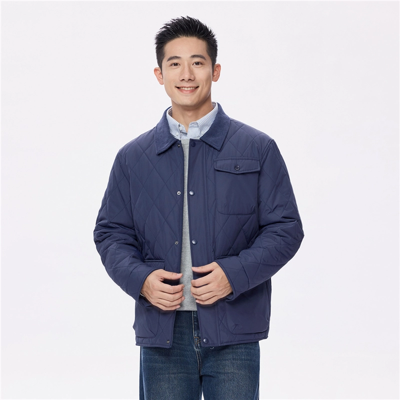 佐丹奴 拼接灯芯绒翻领多口袋梭织棉衣外套棉服 男款