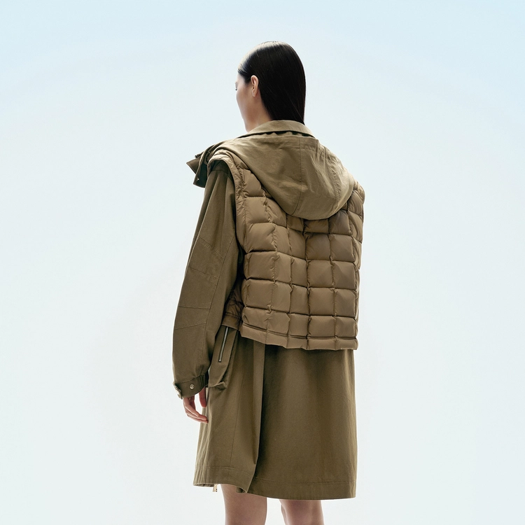 太平鸟 大师联名系列 时尚保暖两件套马甲羽绒服 女款