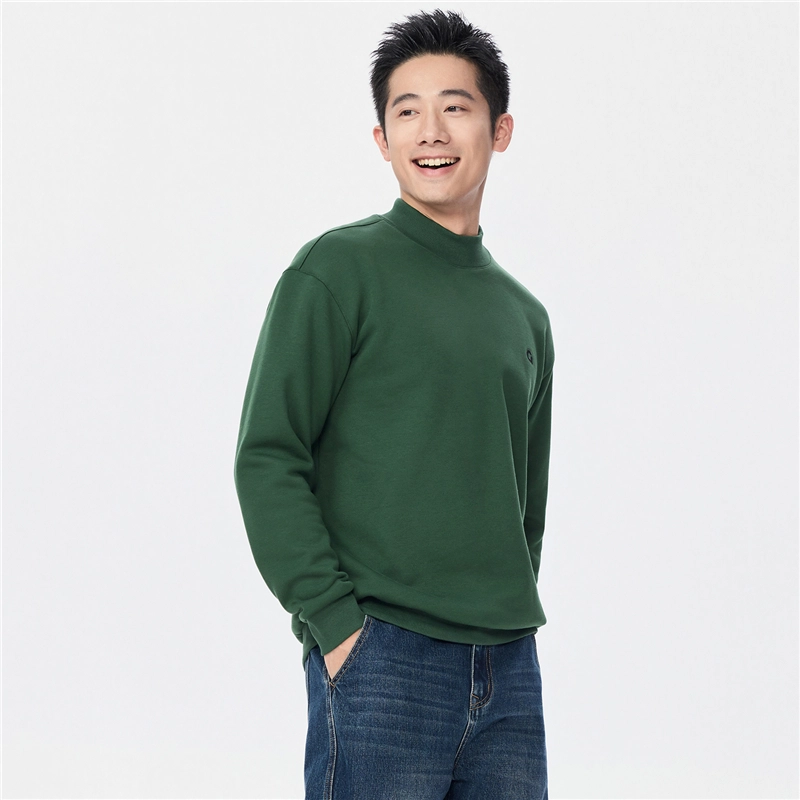 佐丹奴 加厚加绒字母刺绣半高领落肩袖宽松卫衣 男款