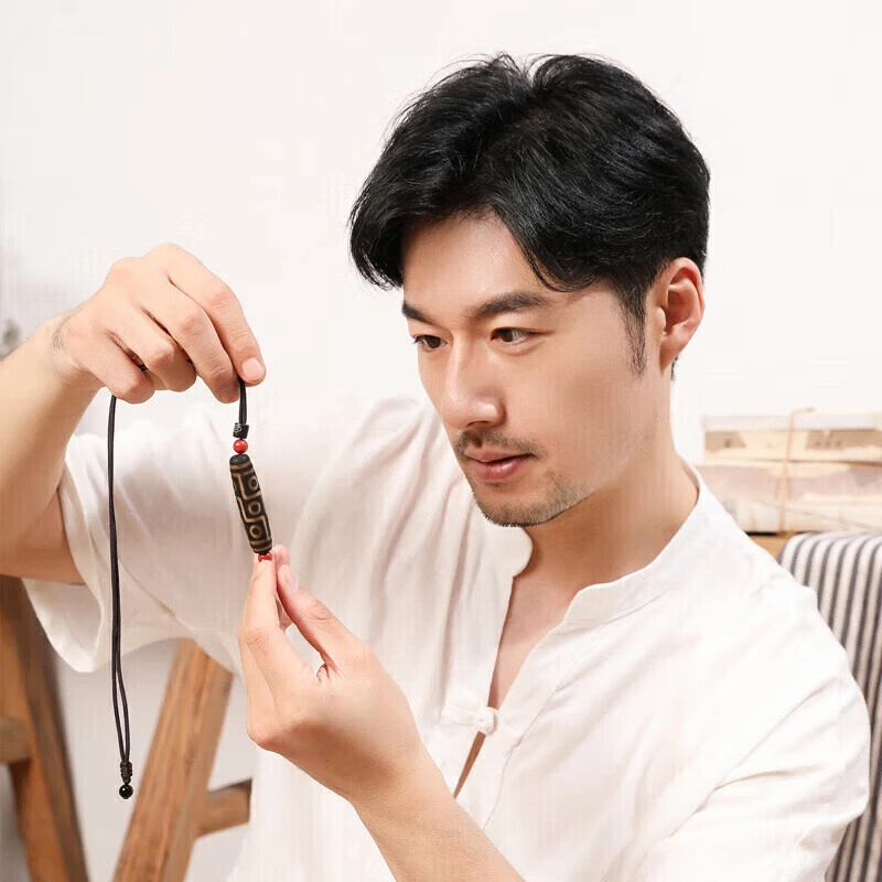 千玺世家 新藏式老九眼天珠本命年 玛瑙 项链 男女同款情侣款