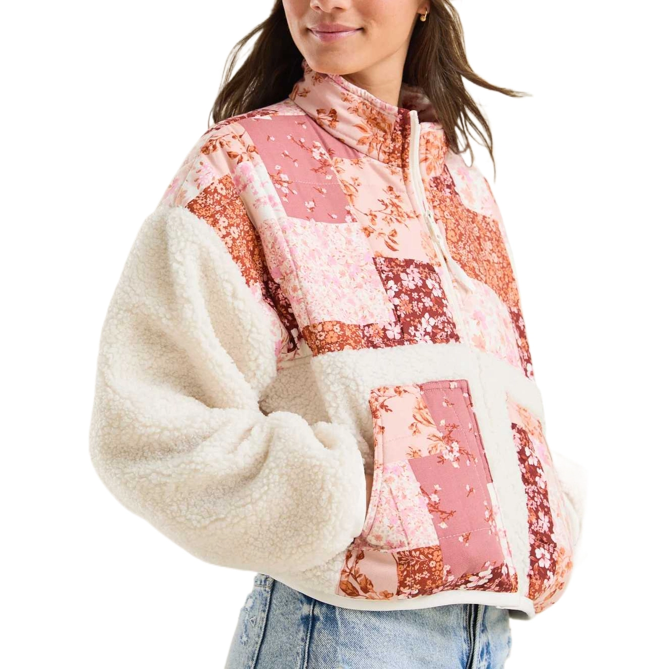ALTAR'D STATE Sophia Sherpa Patchwork Jacket