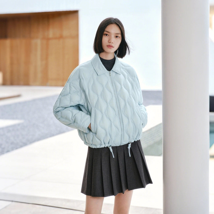 太平鸟 小葫芦简约轻薄宽松白鸭绒外套羽绒服 女款