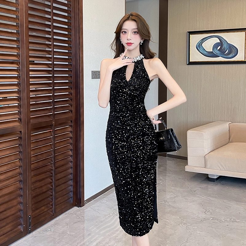 纤丝鸟 舒适时尚休闲百搭无袖连衣裙 女款
