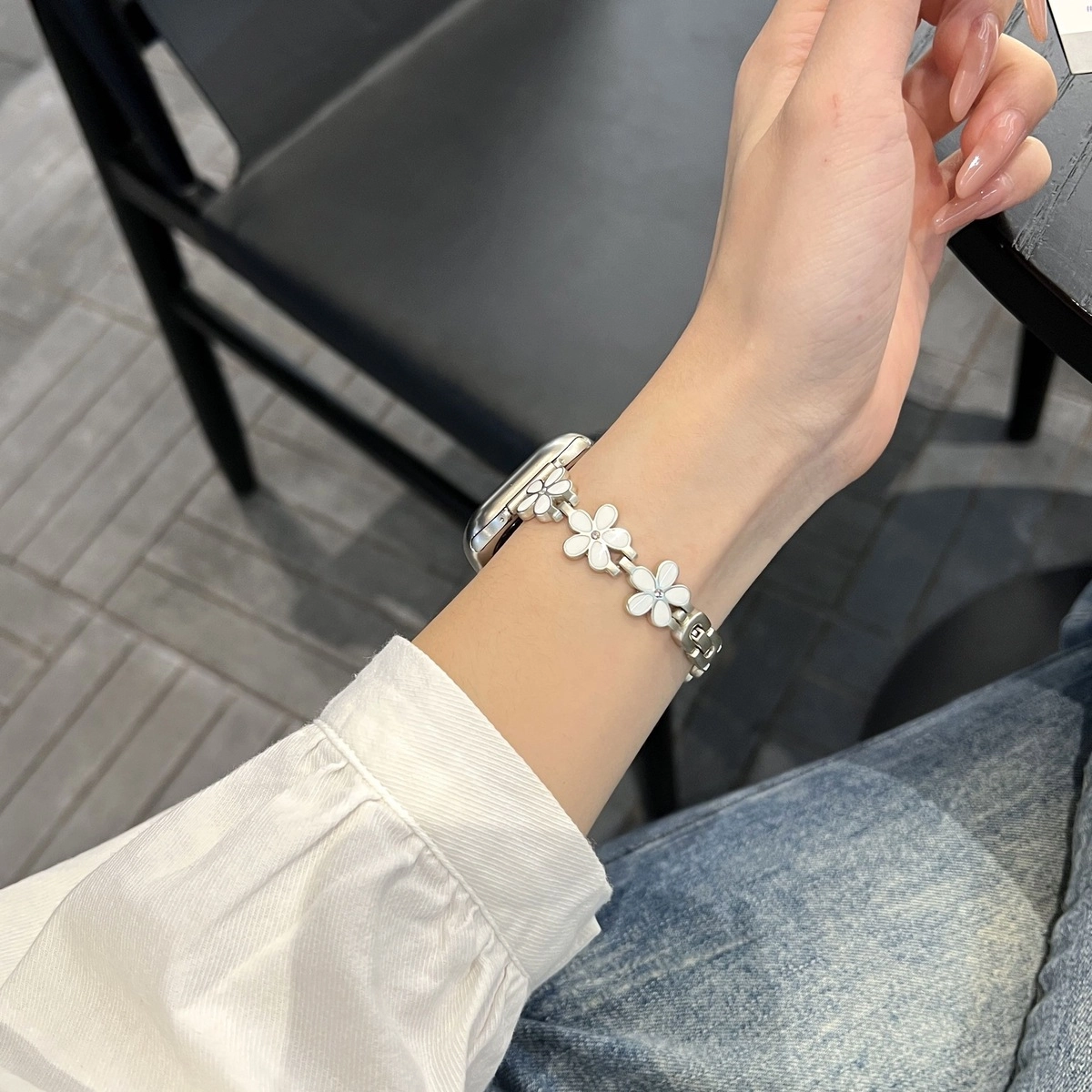潮流腕 表带 苹果适用 金属材质 适用苹果手表 花瓣链表带腕带男女通用