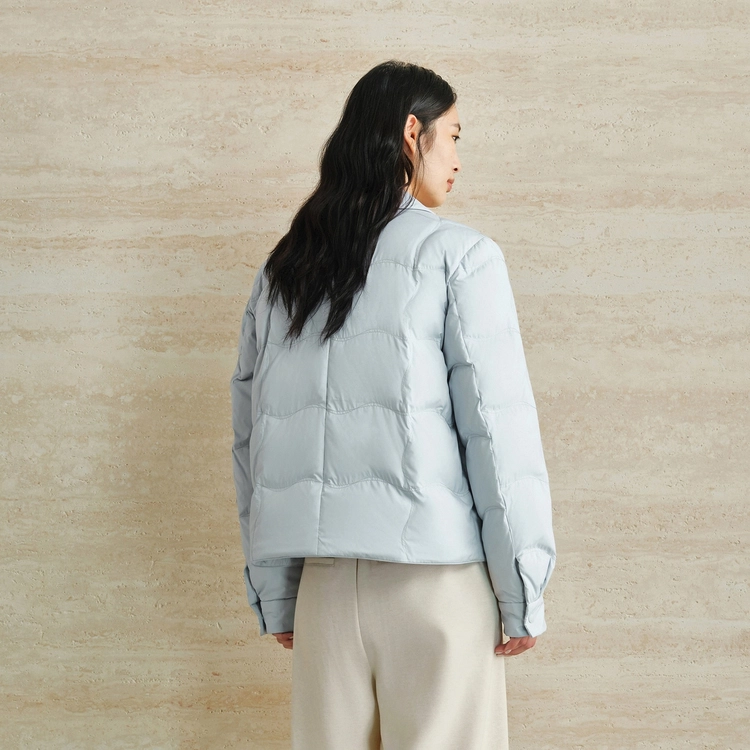 太平鸟 轻薄系列 时尚简约保暖内搭短款外套衬衫式羽绒服 女款