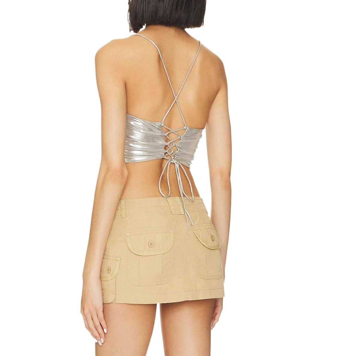 SUPERDOWN lexie metallic halter top