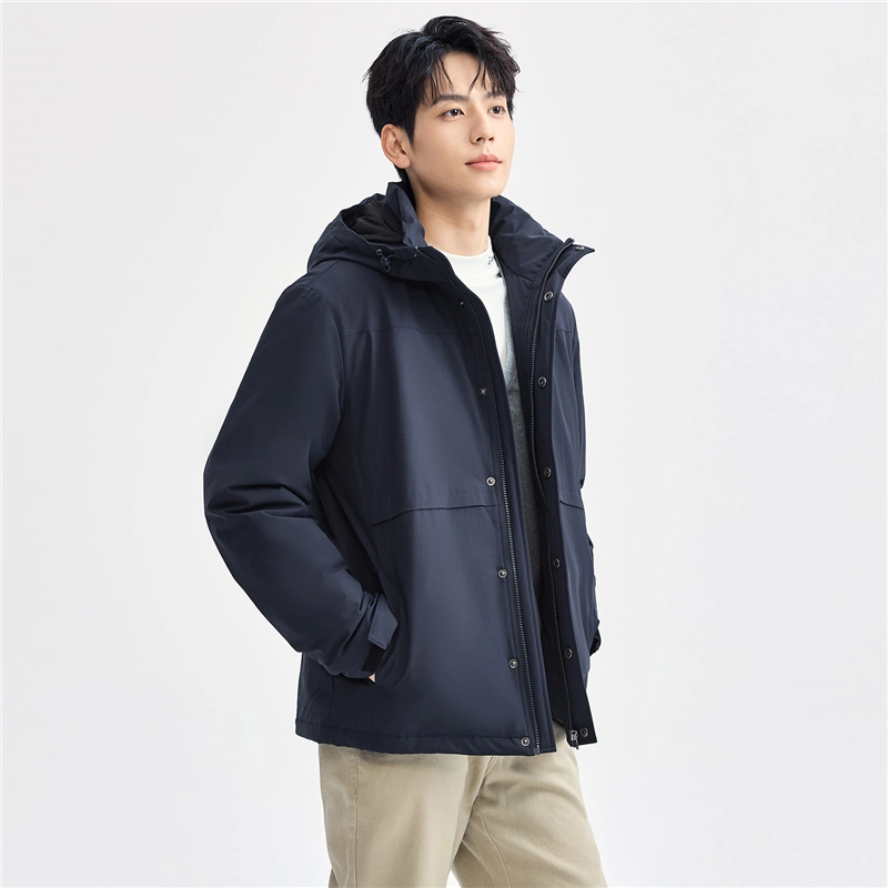 佐丹奴 棉衣外套破骨多口袋拉链连帽夹克棉服 男款