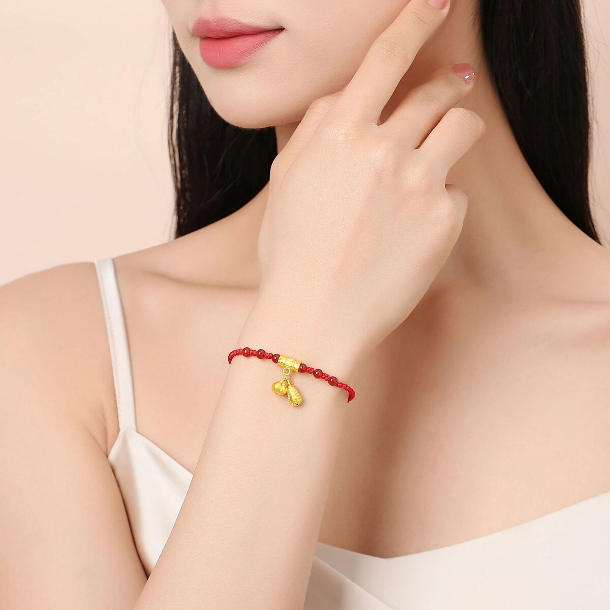 金戟 好事发生 新中式国潮花生柿子 好运连连复古设计 足金 一口价 手链 女款