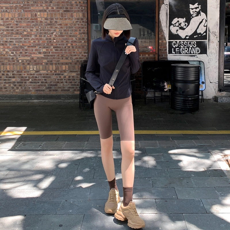 美洋 普拉提 修身薄款纯色简约气质百搭截短外套 女款 黑色
