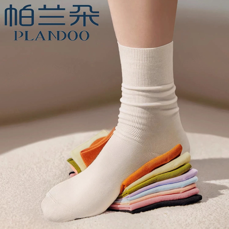 帕兰朵 夏薄款月子袜防臭堆堆袜中筒袜 女款