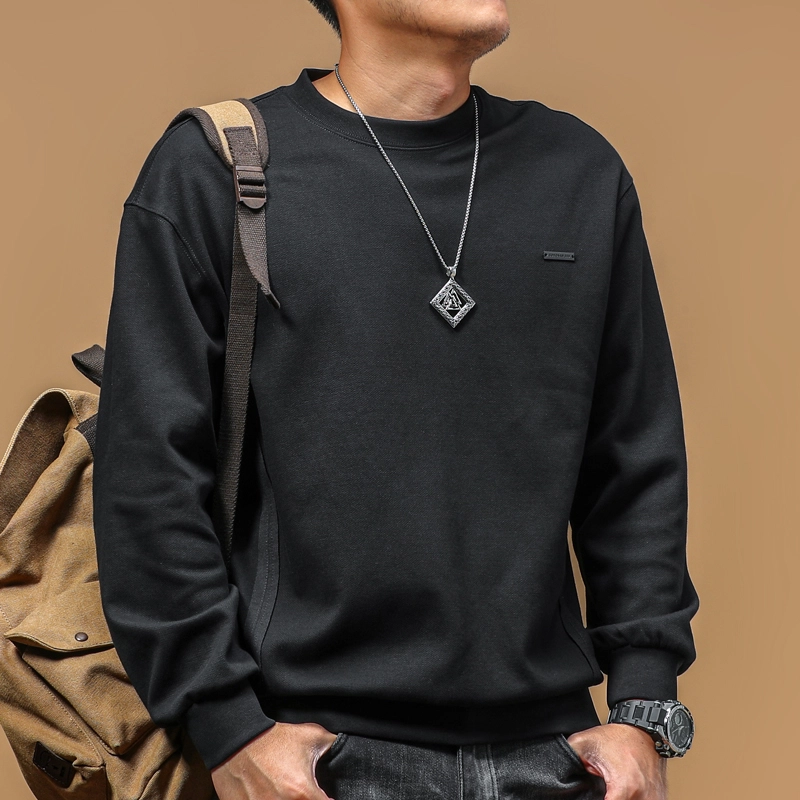 季言 春秋季潮牌拼接轻奢高级感圆领长袖套头衫爆款上衣男卫衣 男款