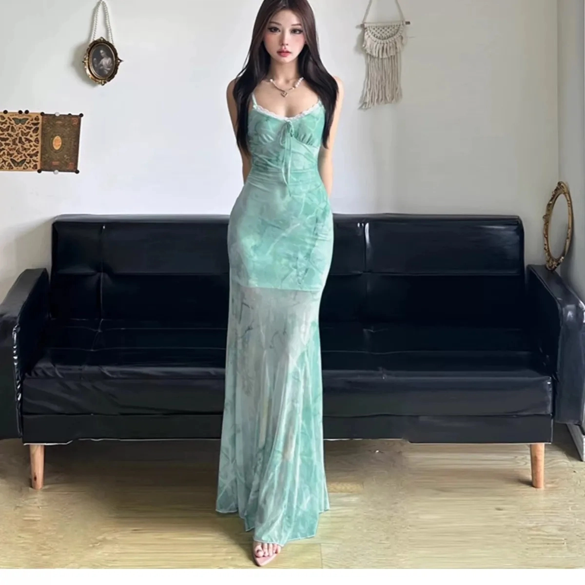 纤丝鸟 舒适时尚通勤简约吊带连衣裙 女款
