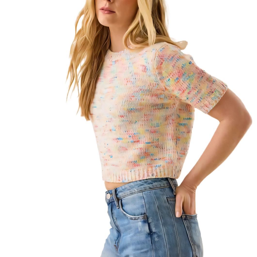 ALTAR'D STATE Zoey Confetti Cropped Pullover