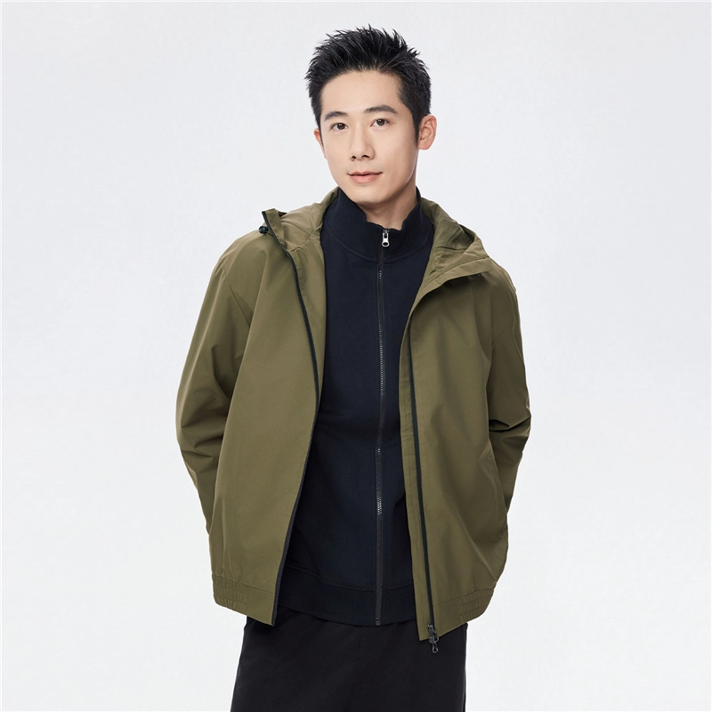 佐丹奴 户外连帽双头拉链门襟梭织夹克 男款