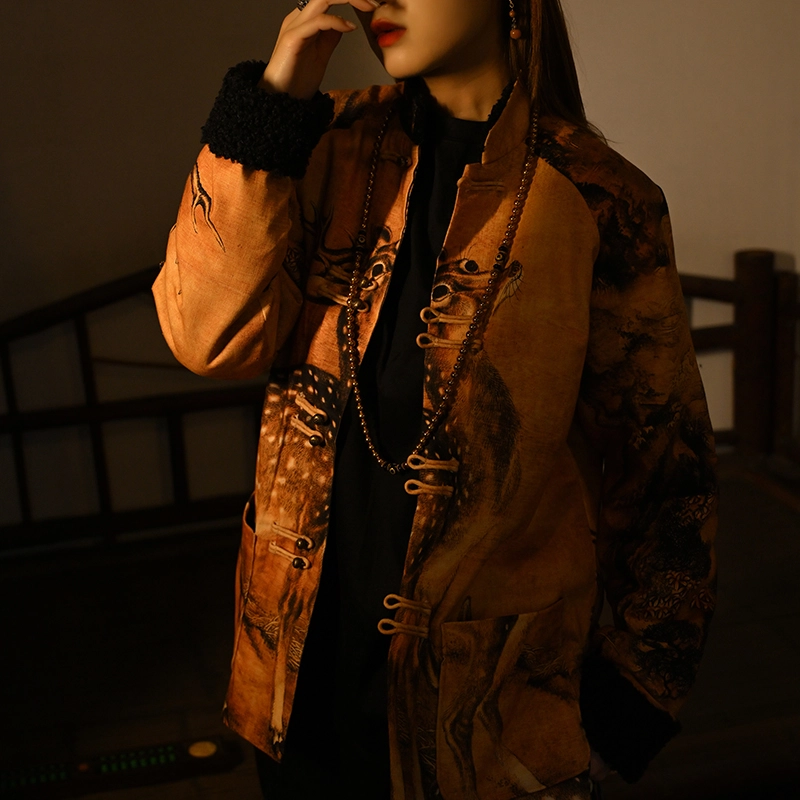 三省六部 户部林深见鹿中国风保暖唐装绒感外套 男女同款 花色