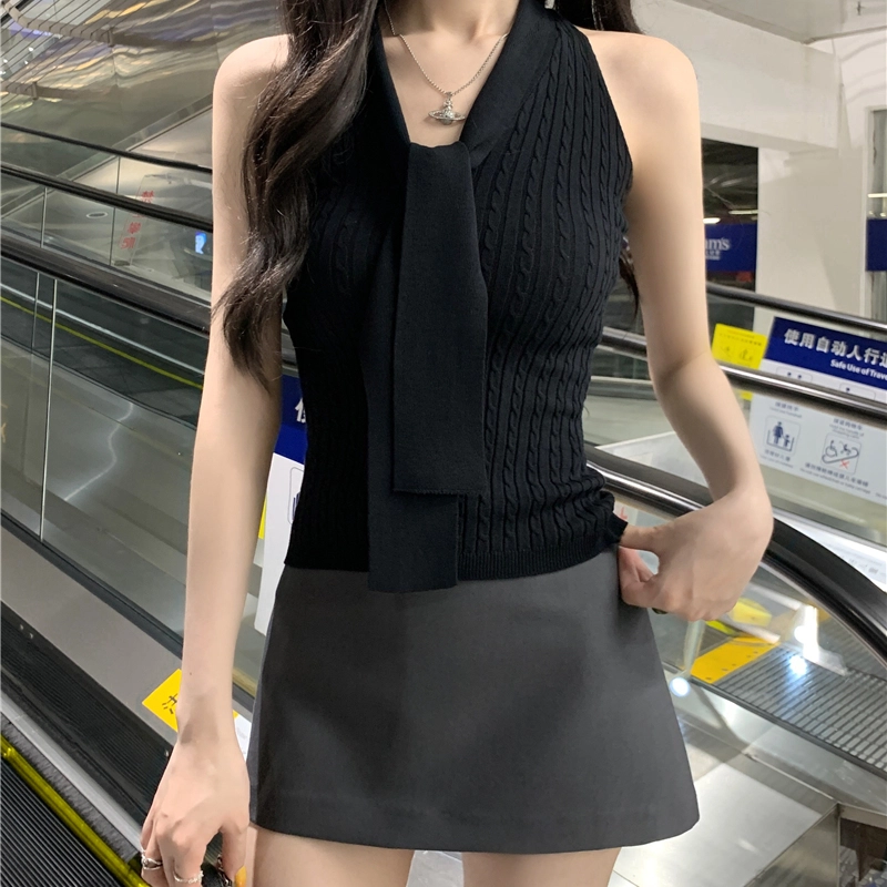 缪斯的诱惑 背心露背高级感无袖挂脖吊带 女款