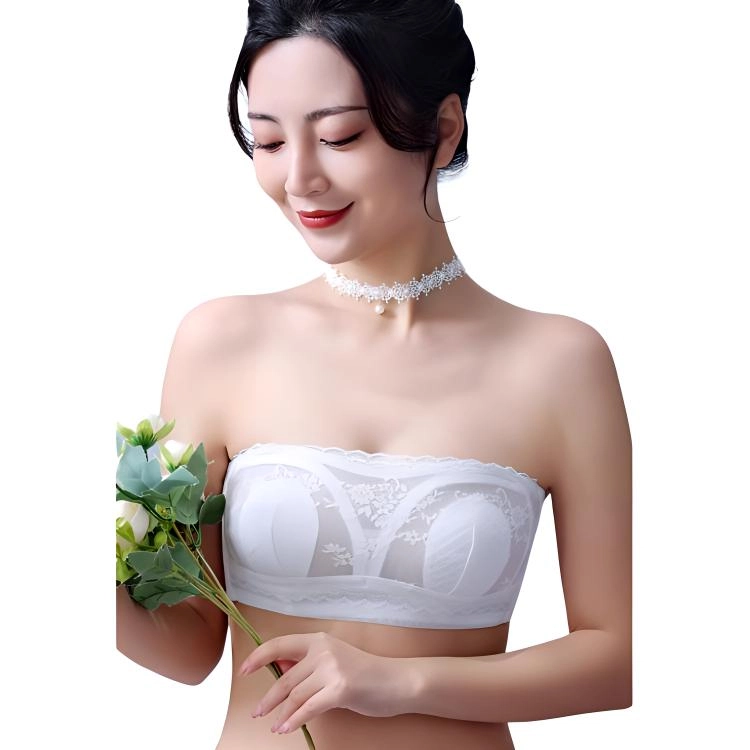 浪莎 可拆卸肩带聚拢防下垂防滑美背隐形兔耳超薄文胸 纯白色