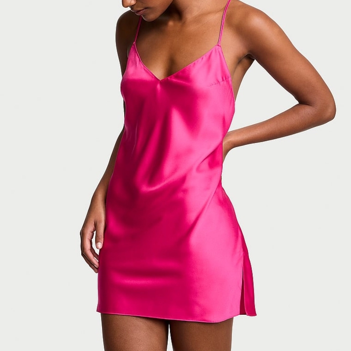 Victoria's Secret Satin Open-Back SlipBarbie powder