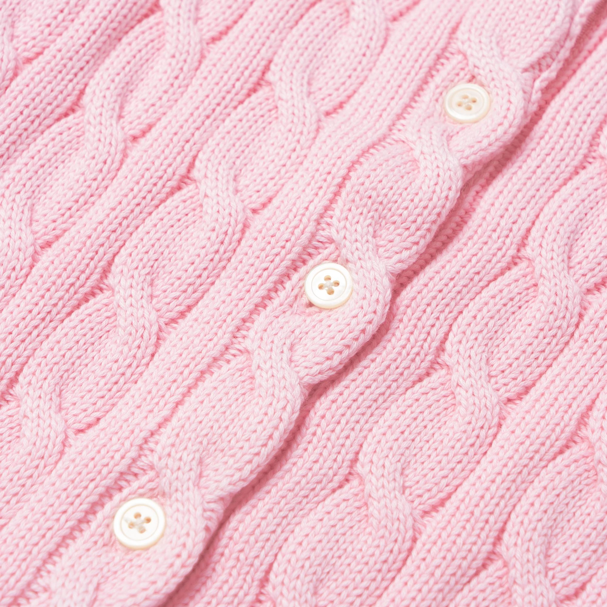 Polo Ralph Lauren Cable-Knit Cotton Crewneck Cardigan Logo