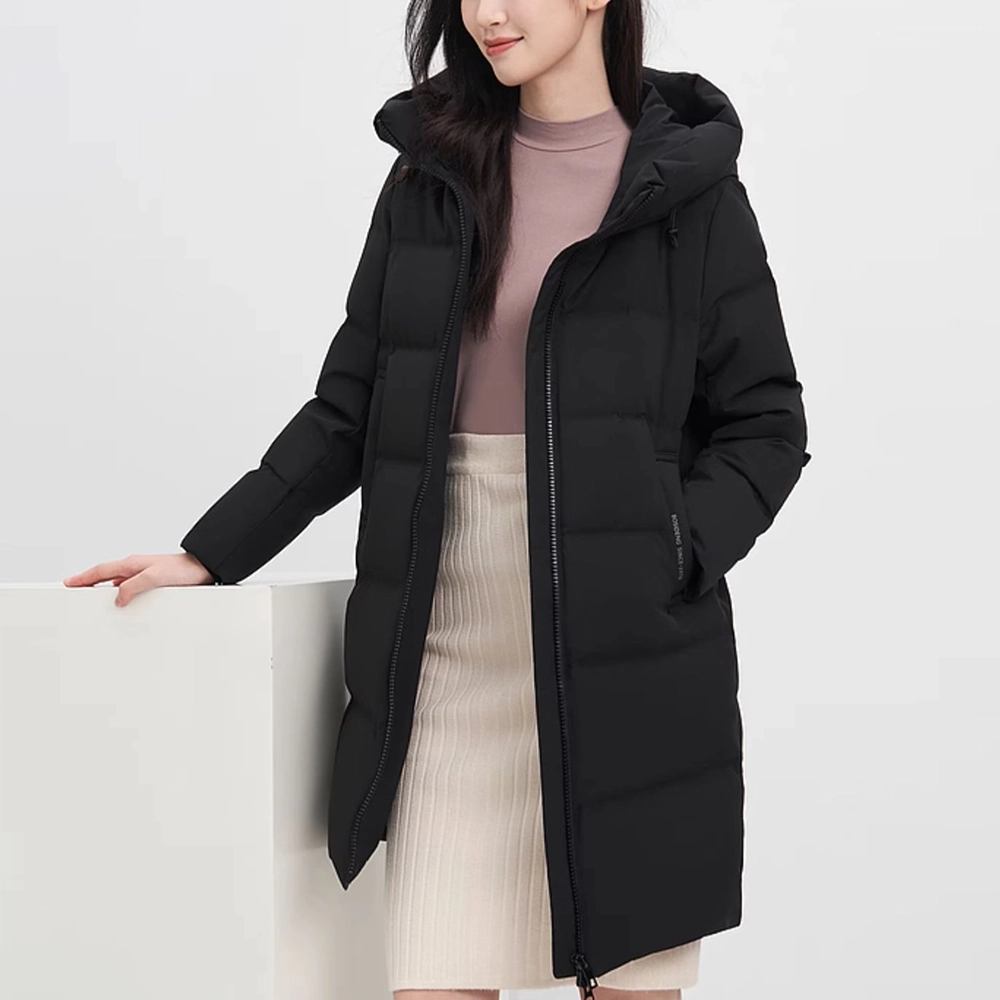 波司登 城市户外系列 连帽纯色中长款长袖羽绒服 女款