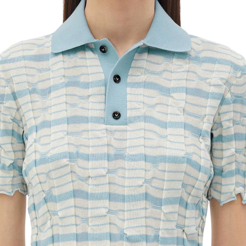 Bottega Veneta Distorted Stripe Cotton Polo Polo