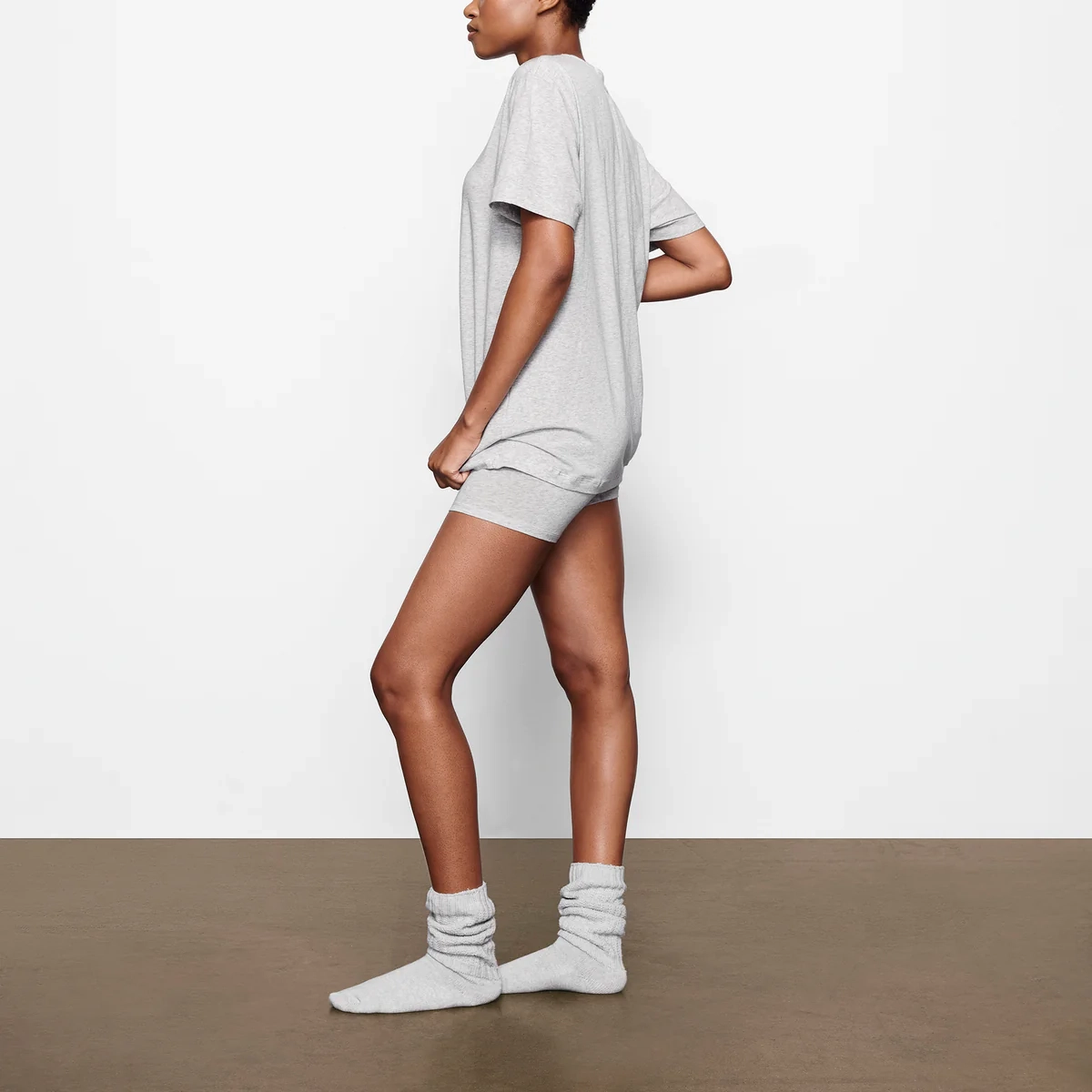 SKIMS BOYFRIEND T-SHIRT T LIGHT HEATHER GREY