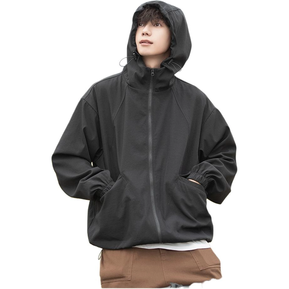 浪莎  户外外套潮流宽松机能工装连帽夹克登山衣服  防水防风透气冲锋衣 男女同款
