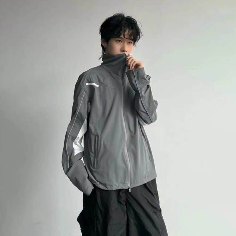 哲源 美式速干透气排汗健身运动立领轻薄外套网眼反光线条运动户外钓鱼 凉感耐磨超轻透气速干防静电防晒服 男女同款