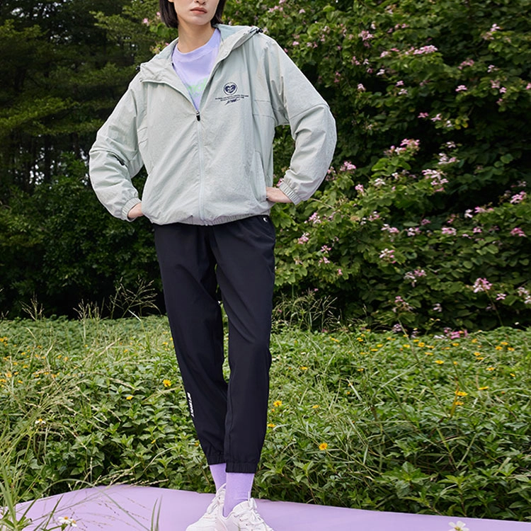 乔丹 纯色休闲速干梭织运动裤 女款 黑色