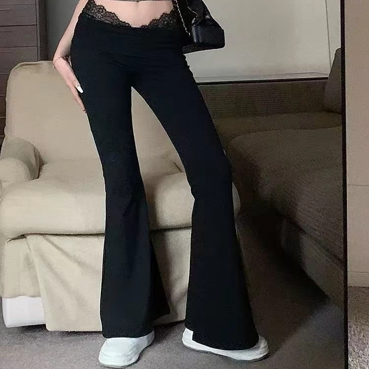 秀黛 蕾丝拼接修身纯色百搭舒适时尚可外穿打底裤 女款