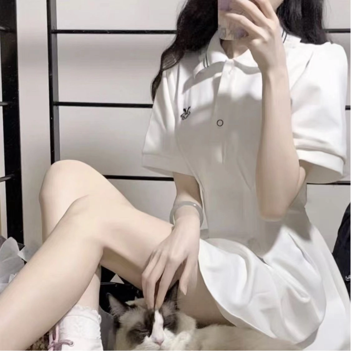 桴生 收腰显瘦仙女小个子纯欲绝美学院风短袖连衣裙 女款