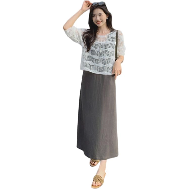 美洋 百搭纯色圆领套头长袖针织衫 女款 白色
