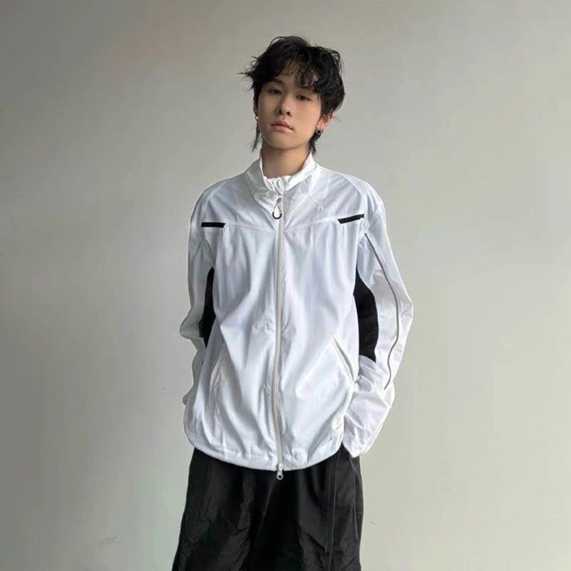 哲源 美式速干透气排汗健身运动立领轻薄外套网眼反光线条运动户外钓鱼 凉感耐磨超轻透气速干防静电防晒服 男女同款