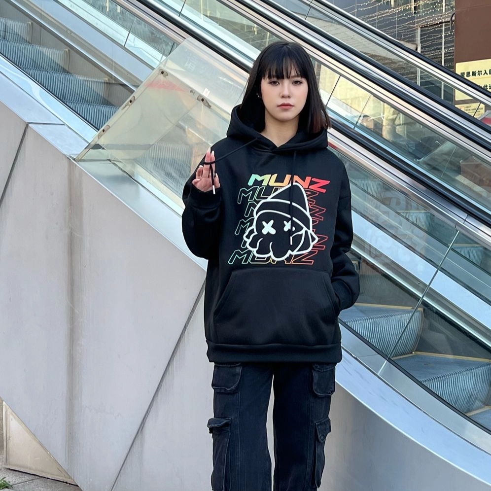 星际者 炫彩字母章鱼印花宽松连帽套头卫衣 男女同款 加绒加厚可选
