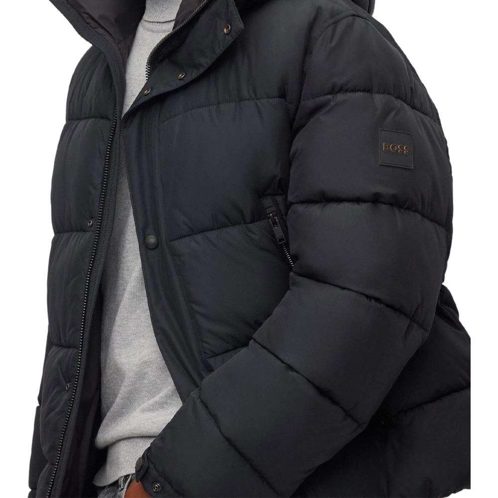 HUGO BOSS Water-Repellent Hooded Puffer Jacket With Logo Badge