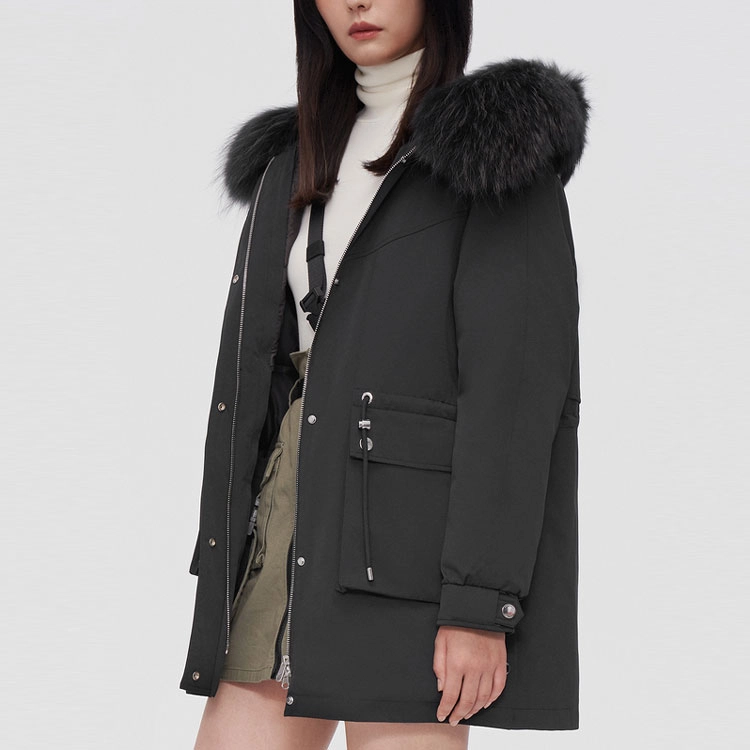 波司登 纯色连帽拉链修身派克长袖羽绒服 女款