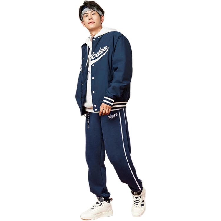 乔丹 运动生活系列 休闲撞色保暖棉服 男款 星夜蓝