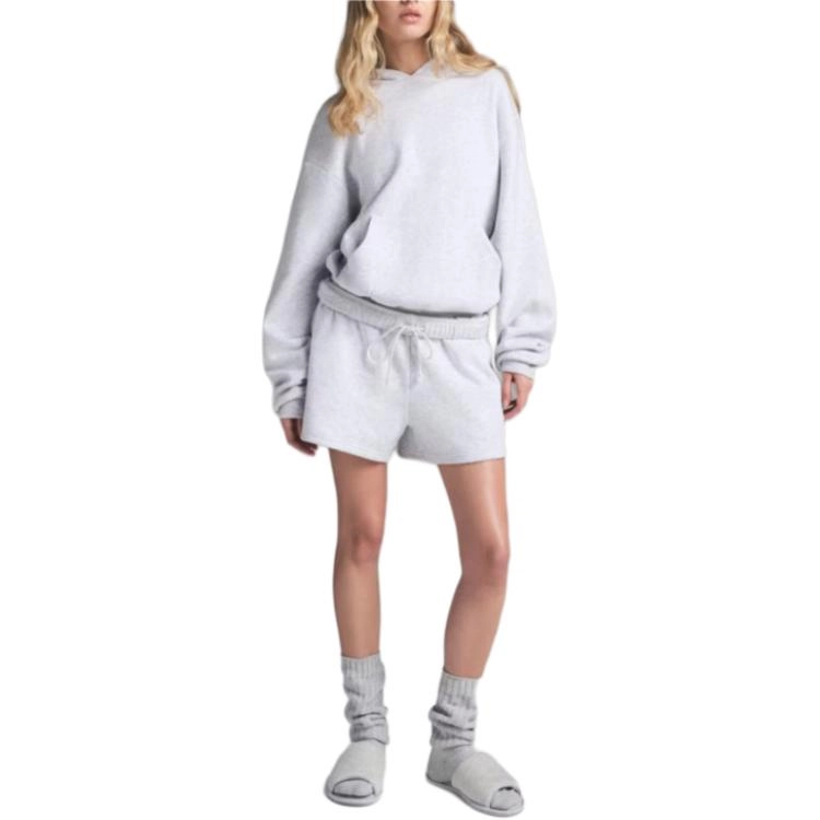 SKIMS COTTON FLEECE CLASSIC HOODIE LIGHT HEATHER GREY
