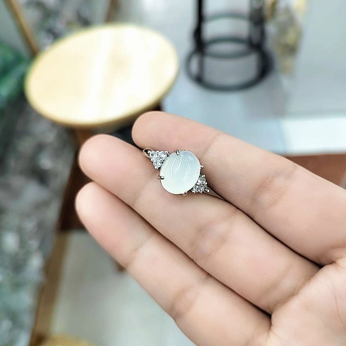 赐帛 简约精致轻奢复古国风气质优雅小众清冷高级感温婉细腻白月光白色恋人桃花运连连#好运 玉髓 戒指 男女同款情侣款