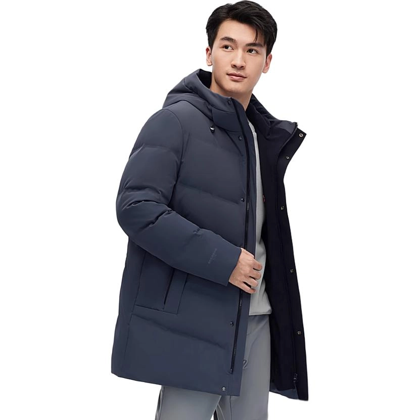 波司登 纯色拉链连帽经典商务羽绒服 男款