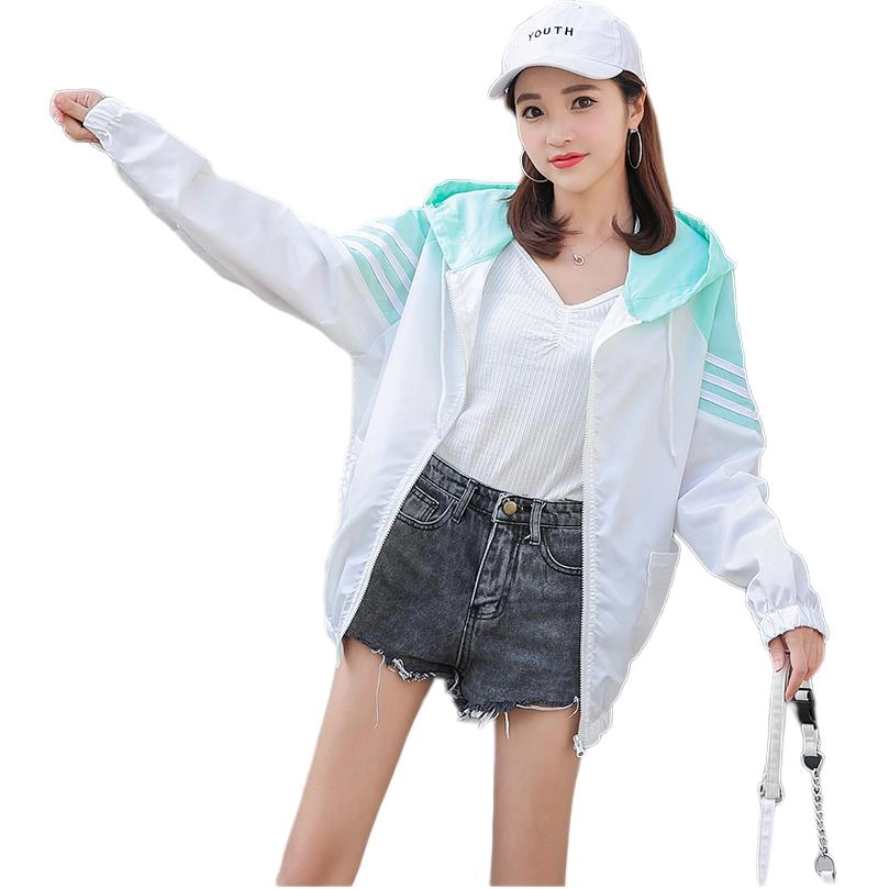 沐晓欣 宽松连帽薄款长袖截短外套 女款