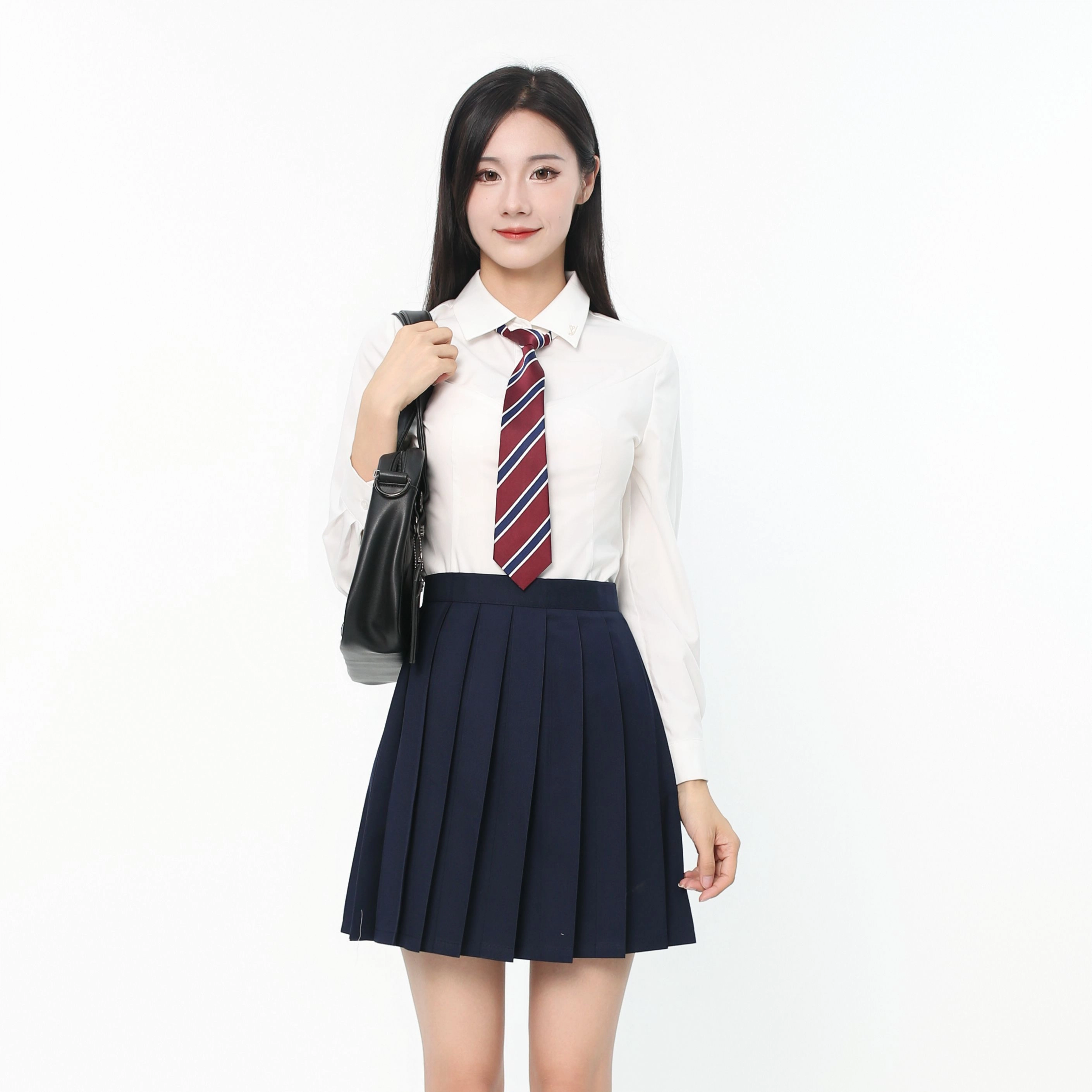 御茶家 学院风樱楠长袖衬衫纯色百褶裙制服套装 女款