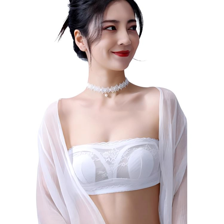 浪莎 可拆卸肩带聚拢防下垂防滑美背隐形兔耳超薄文胸 纯白色
